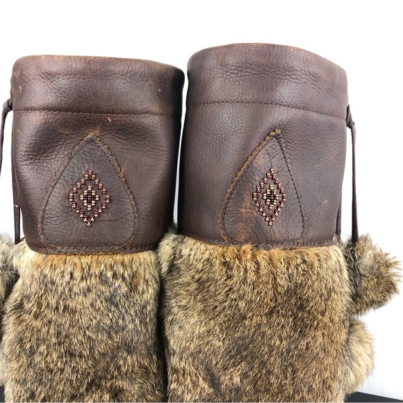Genuine Leather Sheepskin Lined Fur Winter Boots Sz 8 - Picture 3 of 12
